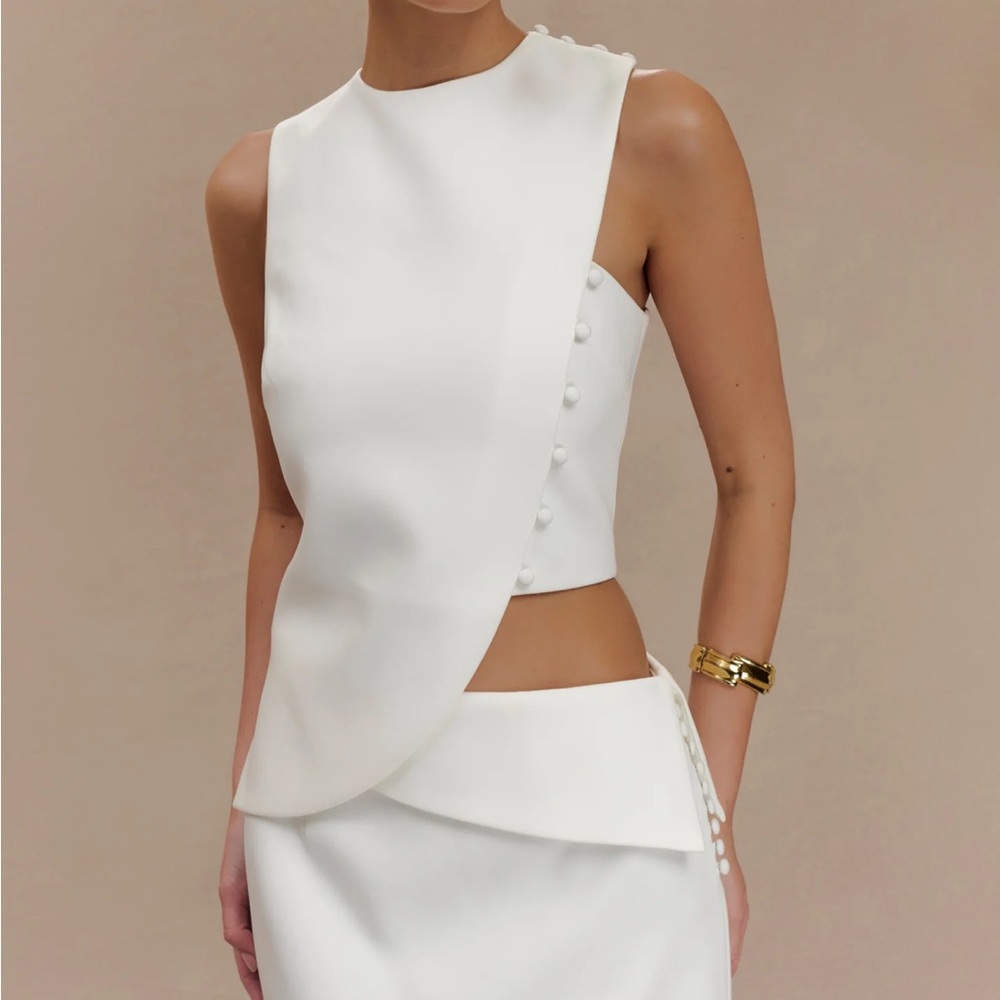 Meshki White Asymmetrical Top